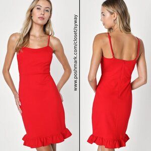 Lulus Spoonful of Sass Red Ruffled Bodycon Mini Bodycon Dress